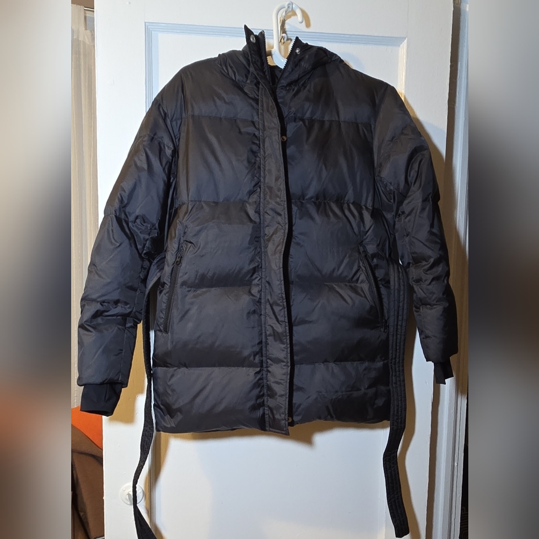 Backcountry Women Xs Black Hooded Puffer Jacket Zipper Button Mid-Length Outdoor